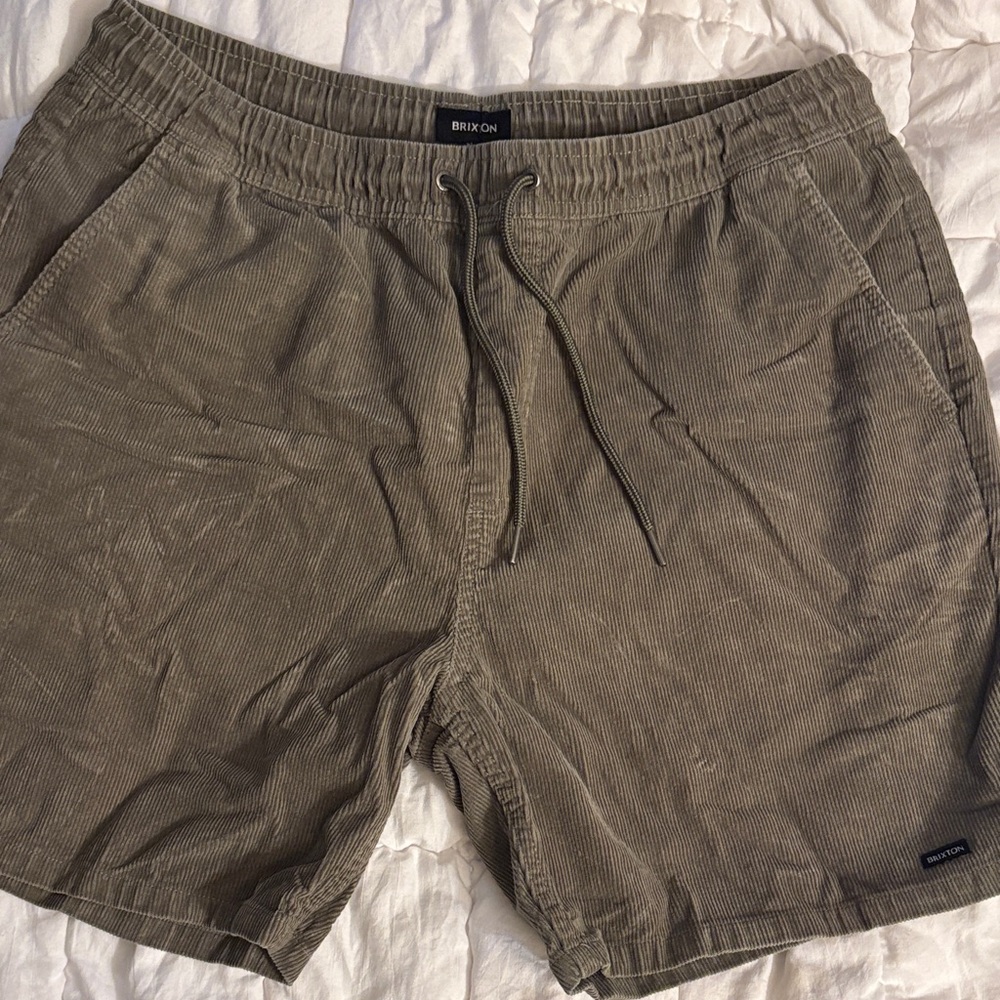 Brixton Olive Green Corduroy Drawstring Shorts